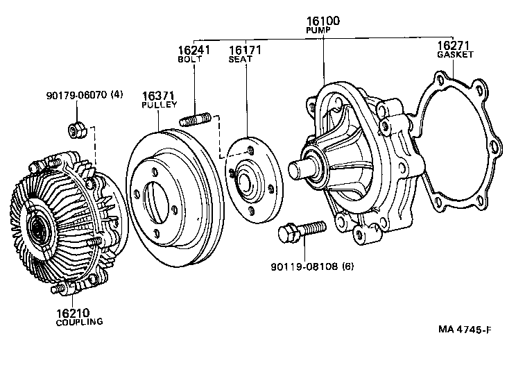 Toyota 16100-59127 PUMP ASSY, ENGINE WATER
