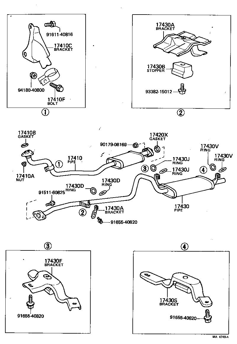 17410-34370 PIPE ASSY, EXHAUST, FRONT product image