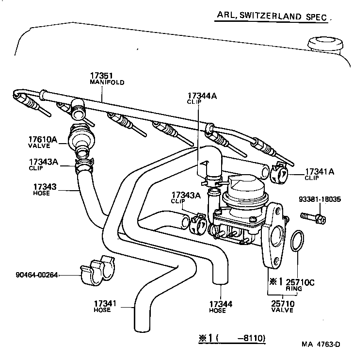 17344-43020 HOSE, NO.4(FOR AIR INJECTION SYSTEM) product image