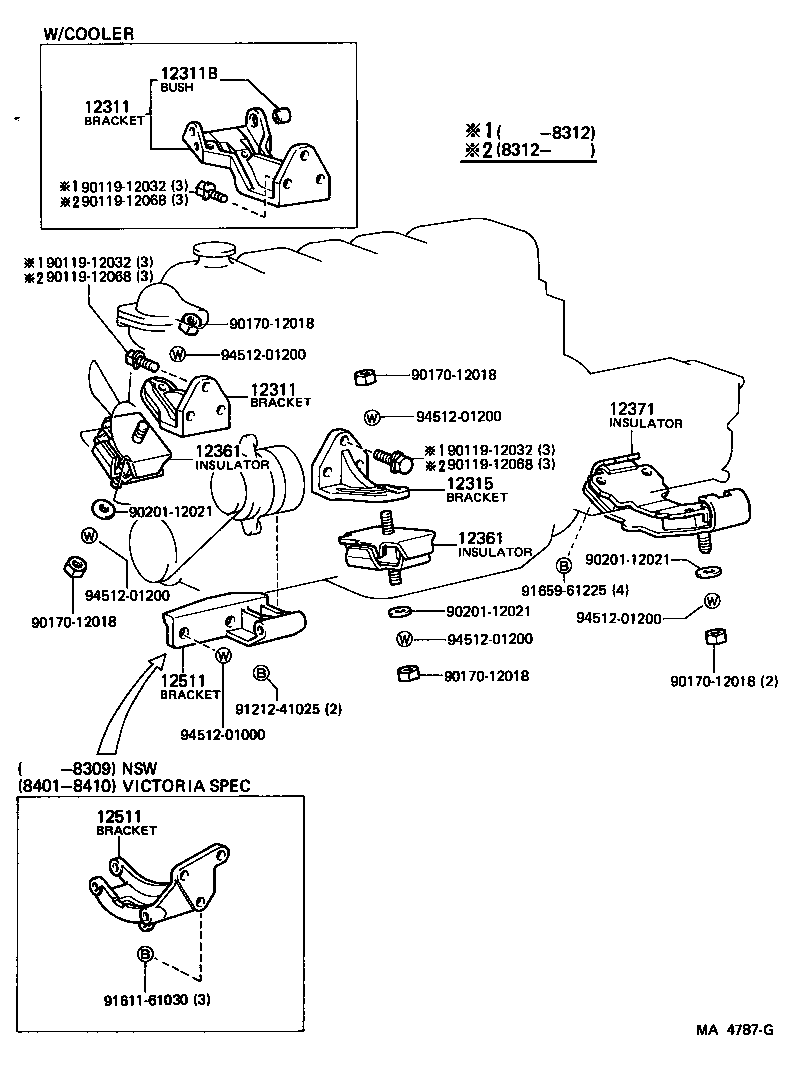 12311-68030 BRACKET, ENGINE MOUNTING, FRONT NO.1 RH product image