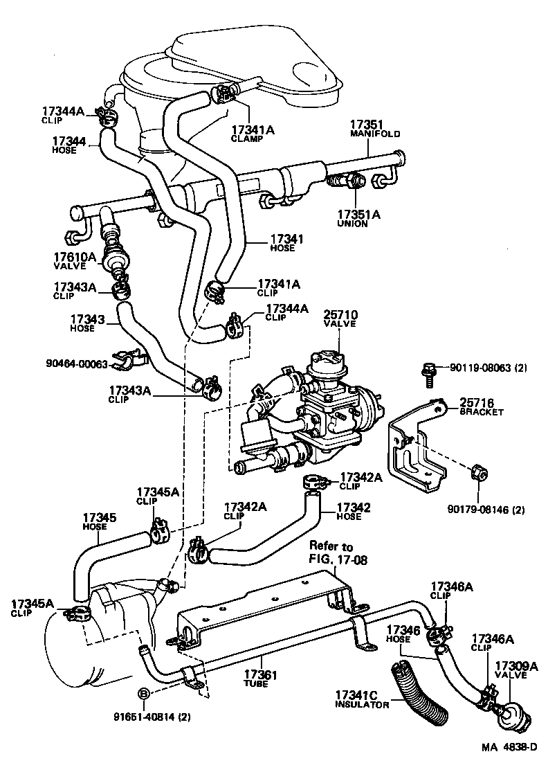Toyota 96111-10360 CLAMP OR CLIP, NO.1(FOR AIR INJECTION SYSTEM HOSE, NO.1)