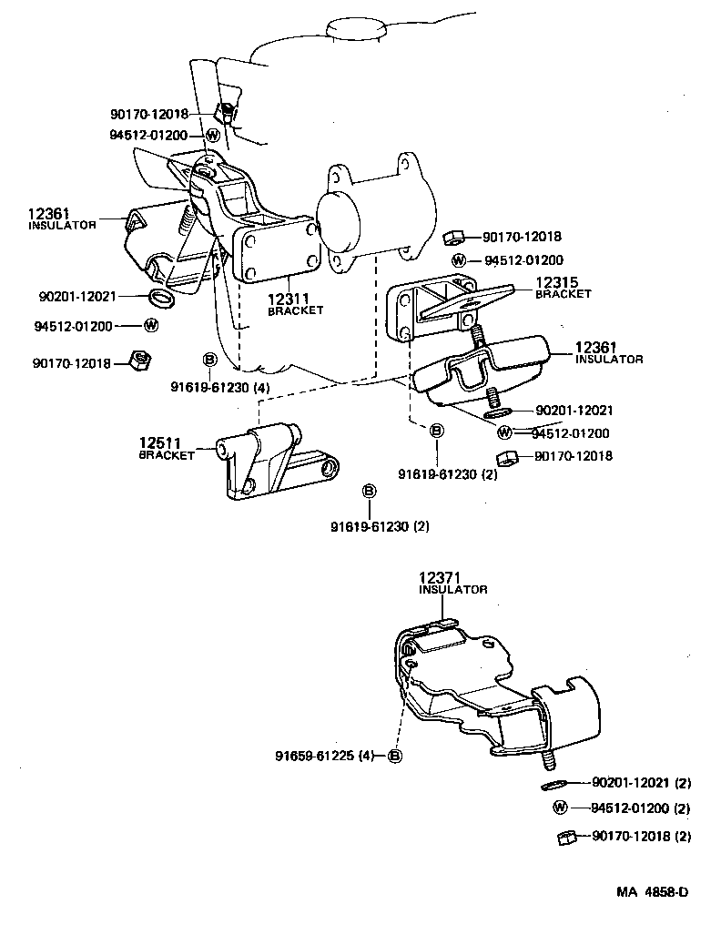 12361-68050 INSULATOR, ENGINE MOUNTING, FRONT product image