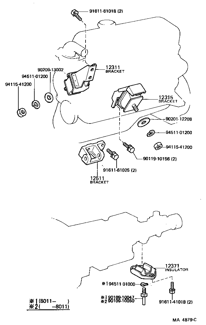 Toyota 12301-13060 BRACKET, ENGINE MOUNTING, FRONT NO.1 RH