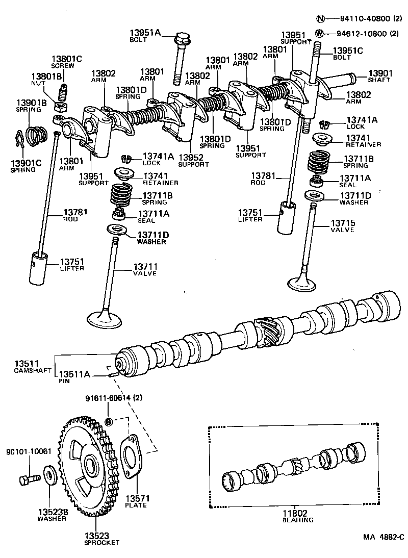 Toyota 90250-05121 PIN, STRAIGHT(FOR CAMSHAFT KNOCK)