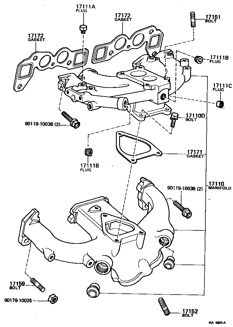 Toyota 92122-41028 BOLT, STUD(FOR MANIFOLD TO CYLINDER HEAD)