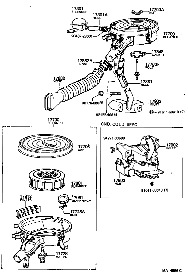 Toyota 17700-13200 CLEANER ASSY, AIR