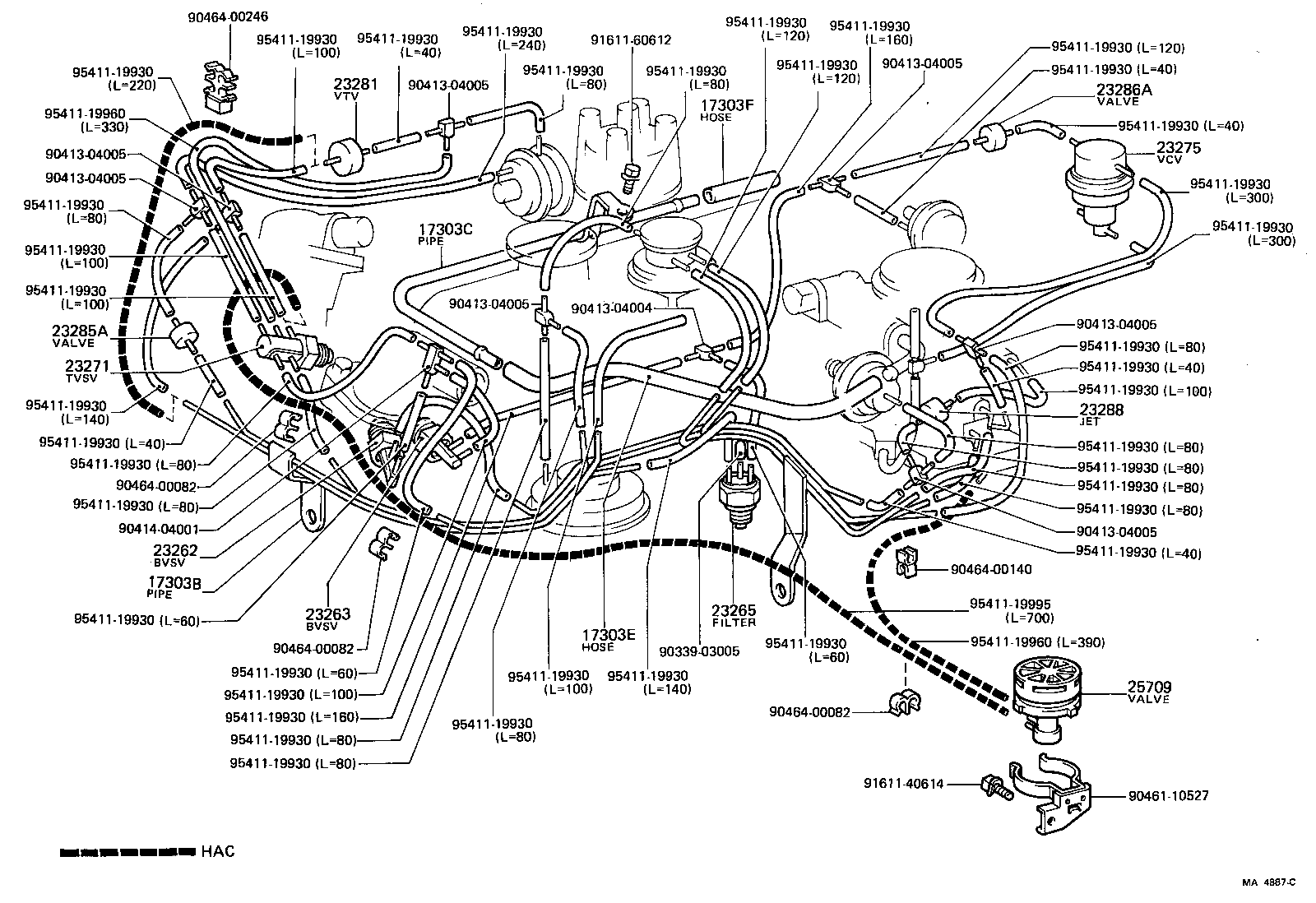 Toyota 90910-05129 HOSE, NO.1(FOR AIR PIPE)
