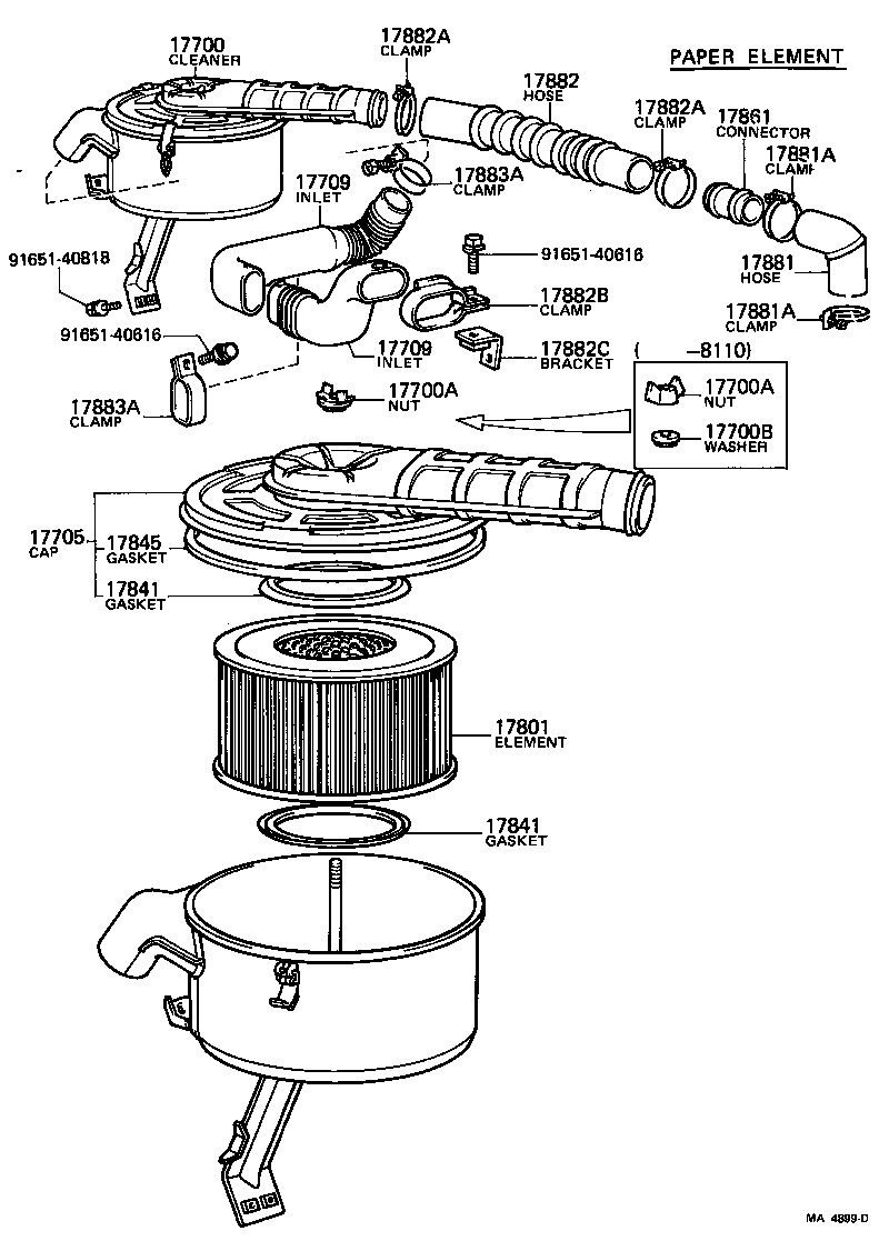 Toyota 17700-58031 CLEANER ASSY, AIR