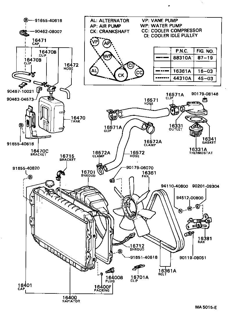 16381-35010 BAR, FAN BELT ADJUSTING product image