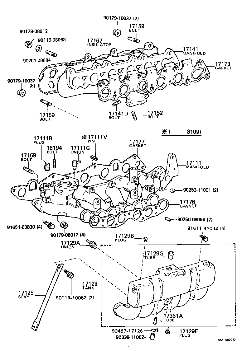 Toyota 17177-41040 GASKET, INTAKE MANIFOLD TO HEAD, NO.1