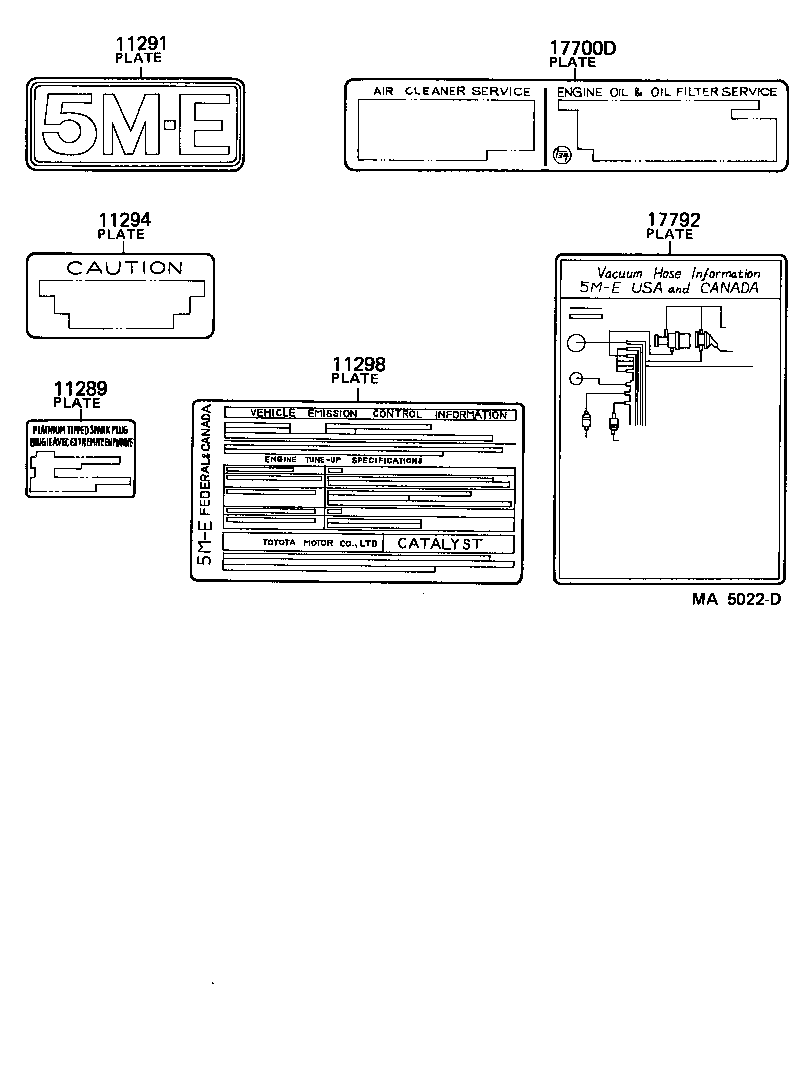 Toyota 11298-43090 PLATE, EMISSION CONTROL INFORMATION