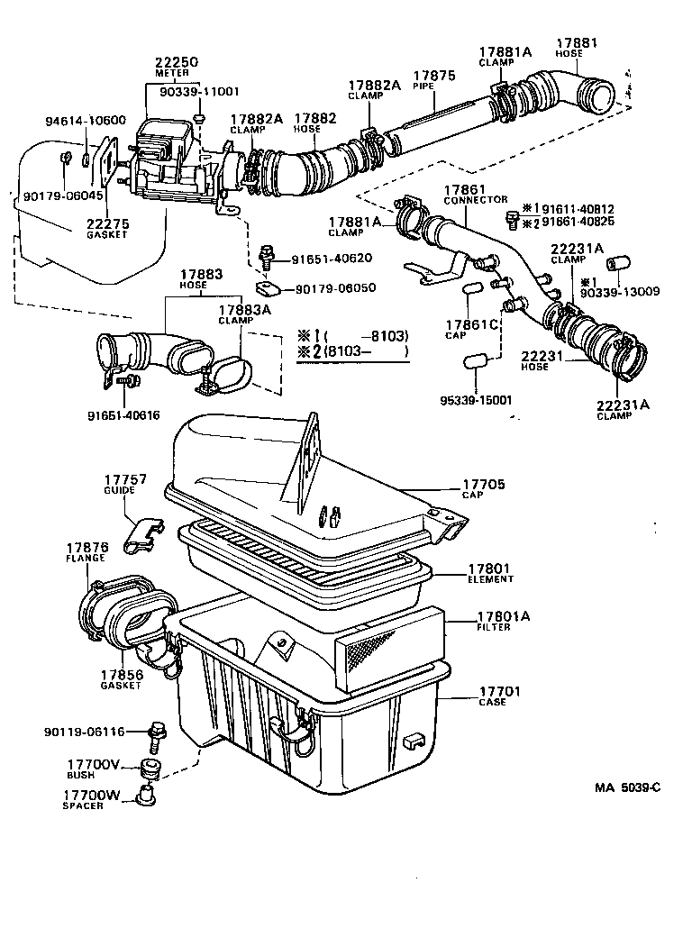 Toyota 17801-70010 ELEMENT SUB-ASSY, AIR CLEANER FILTER