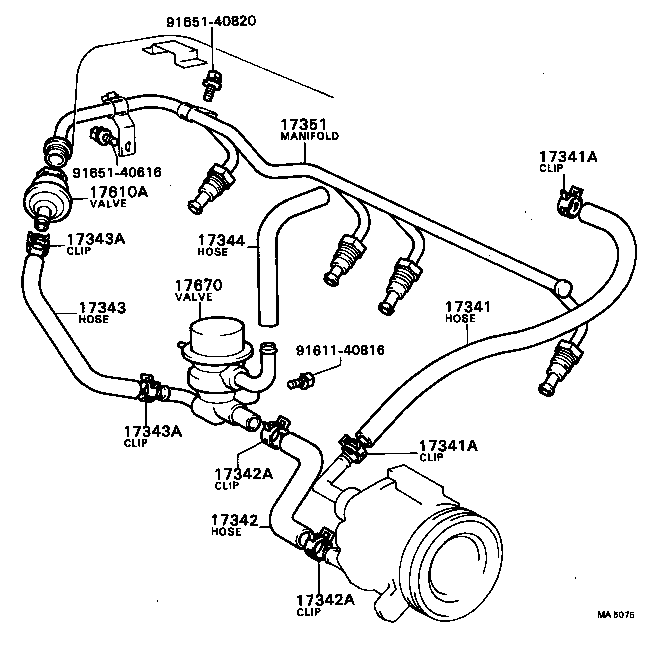 17343-32010 HOSE, NO.3(FOR AIR INJECTION SYSTEM) product image
