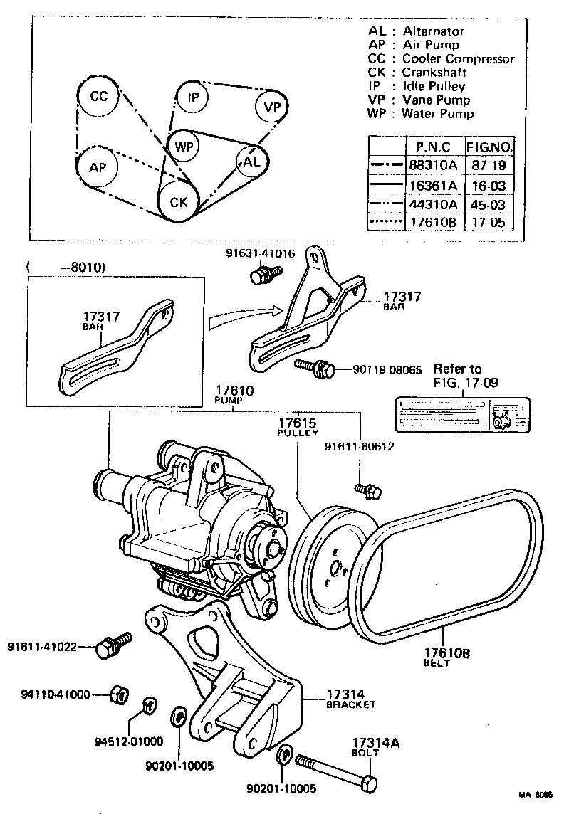 17314-38010 BRACKET, AIR PUMP product image