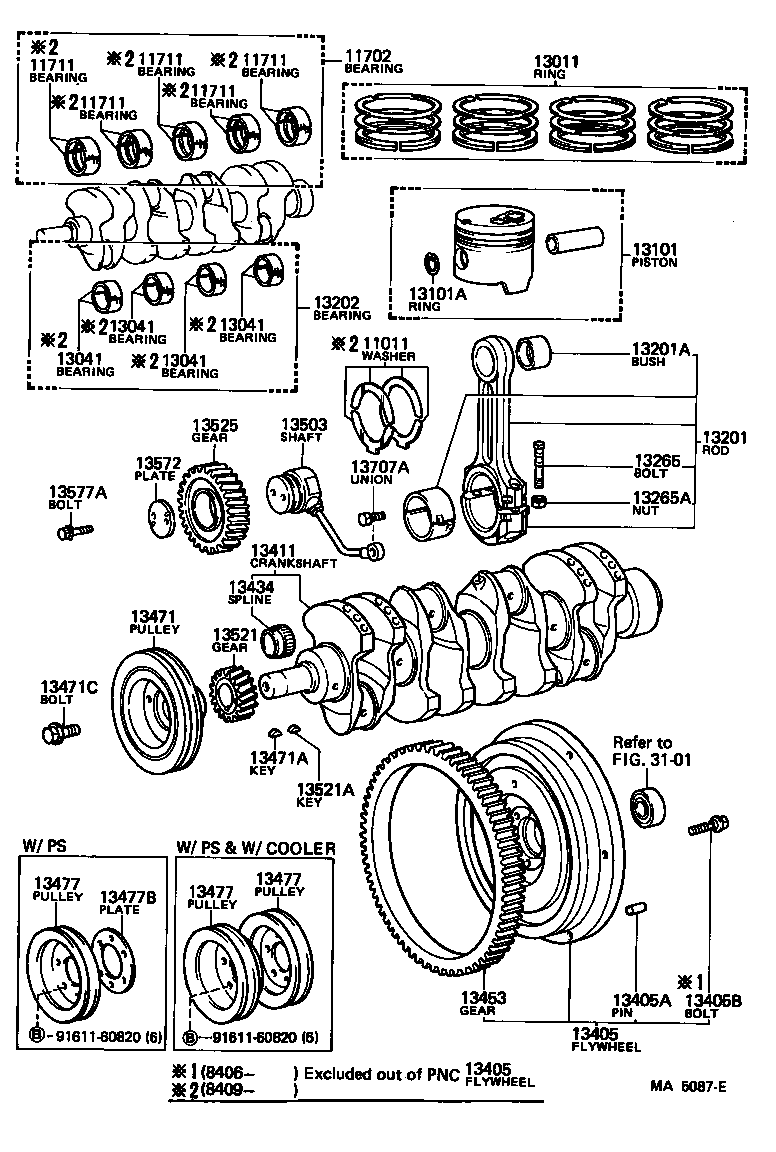 Toyota 13013-68020 RING SET, PISTON