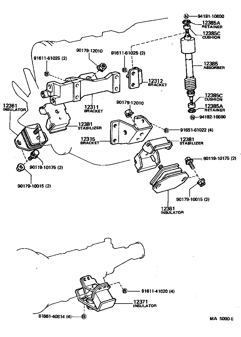 Toyota 12301-35060 BRACKET, ENGINE MOUNTING, FRONT NO.1 RH