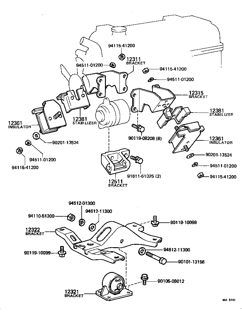 12321-18010 BRACKET, ENGINE MOUNTING, REAR, NO.1 product image