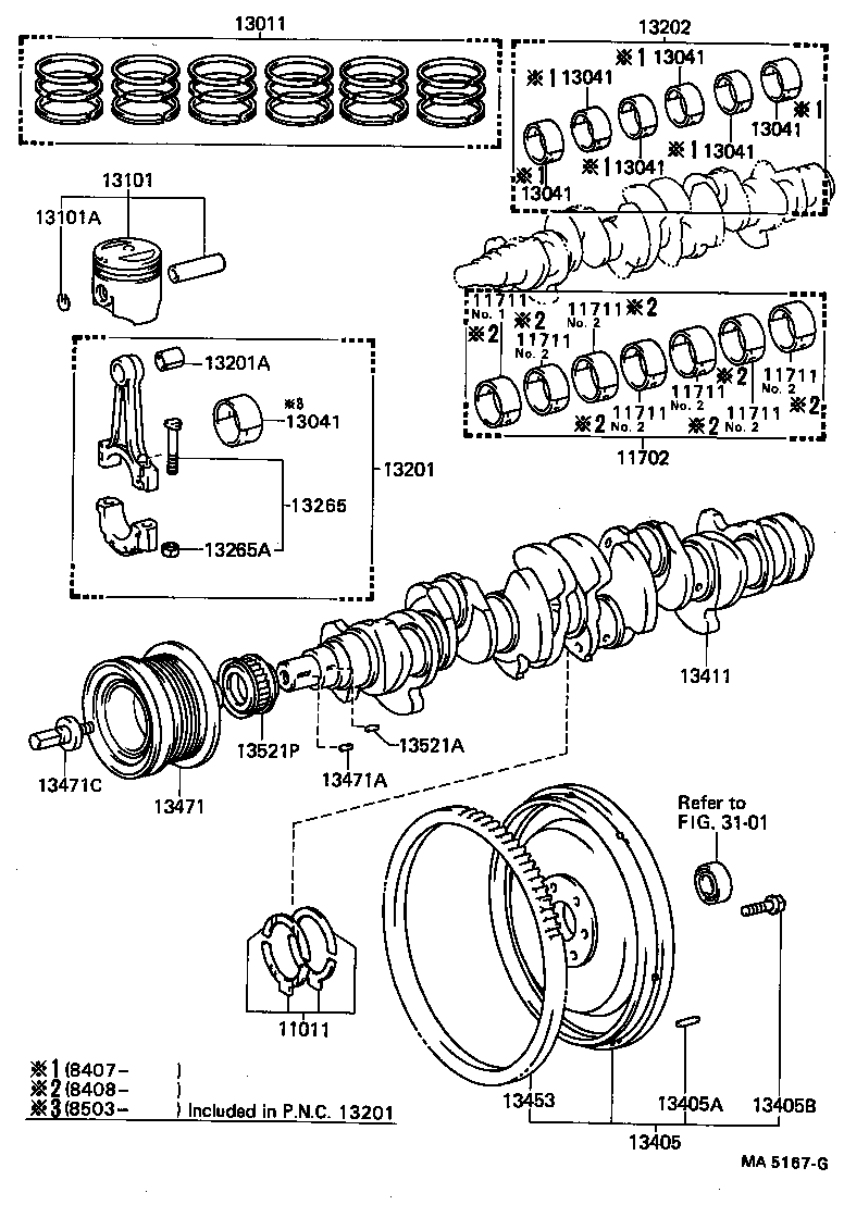 Toyota 13014-43050 RING SET, PISTON
