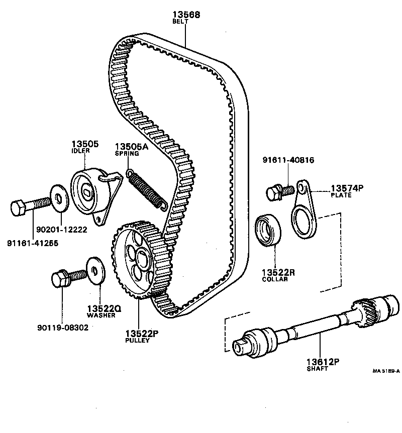 Toyota 13612-42020 SHAFT, PUMP DRIVE