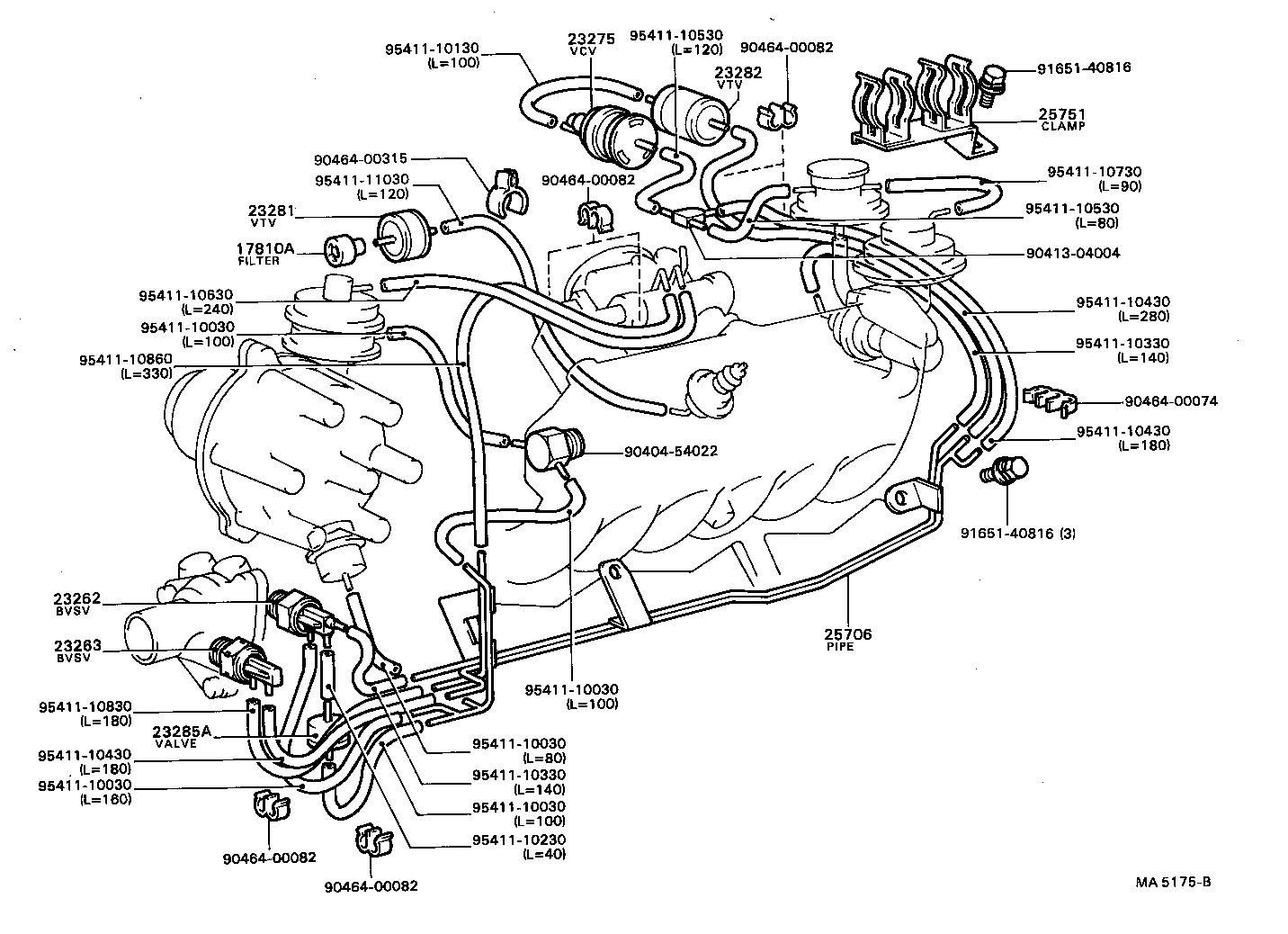 25706-43040 PIPE SUB-ASSY, VACUUM TRANSMITTING, NO.1 product image