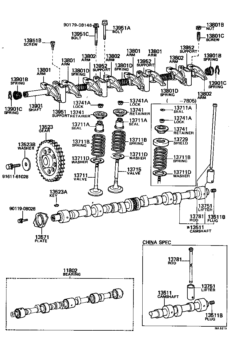 90116-08030 BOLT, STUD(FOR ROCKER SUPPORT) product image