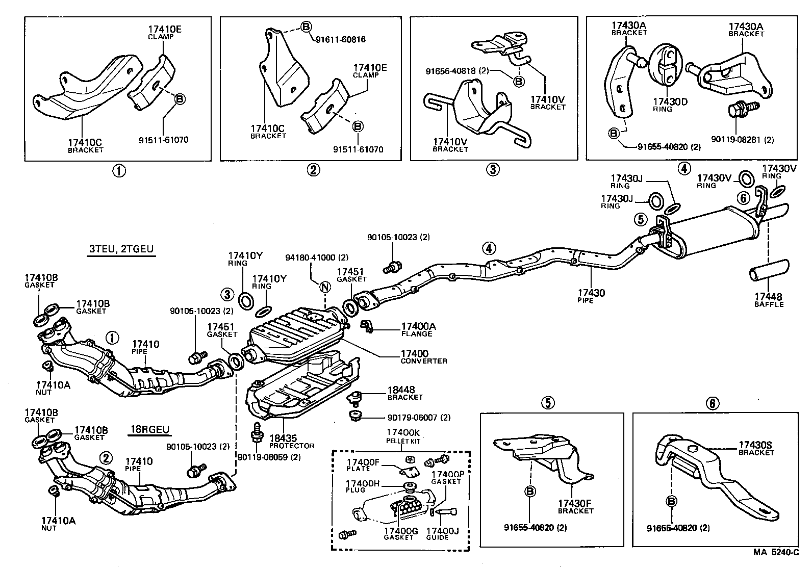 17410-70020 PIPE ASSY, EXHAUST, FRONT product image