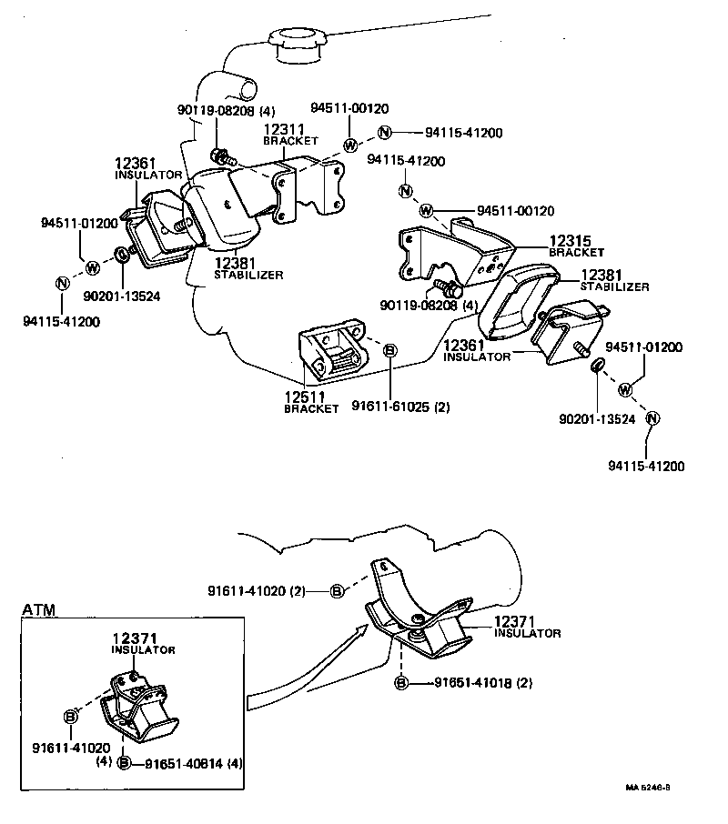 12361-15080 INSULATOR, ENGINE MOUNTING, FRONT product image