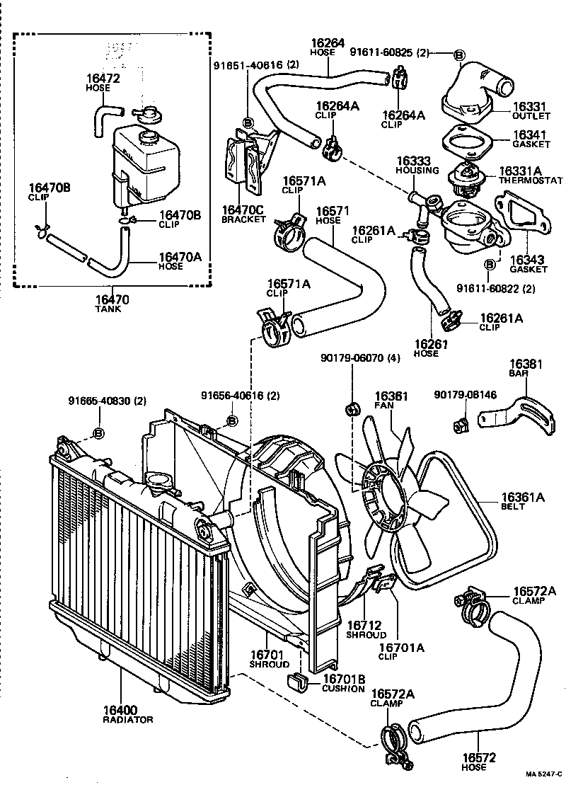 16261-41090 HOSE, WATER BY-PASS product image