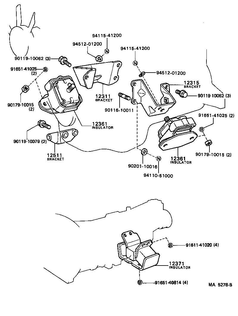 Toyota 12301-35110 BRACKET, ENGINE MOUNTING, FRONT NO.1 RH