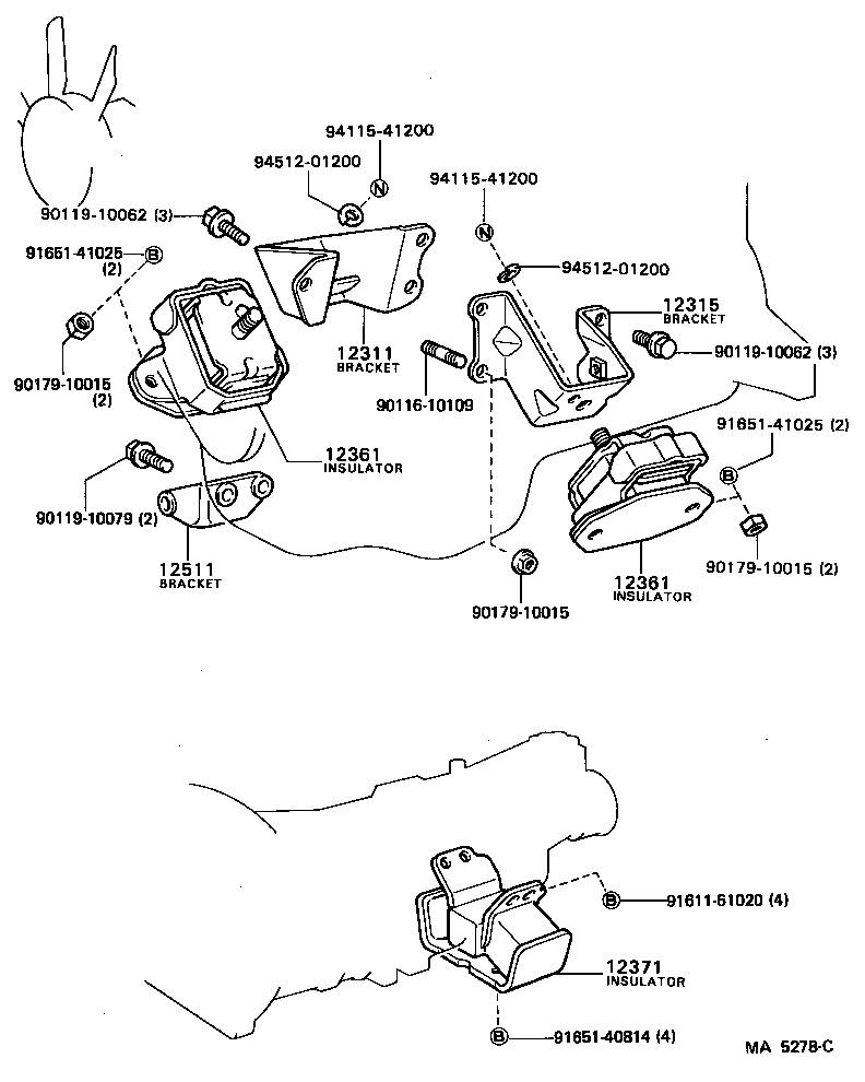 12315-88301 BRACKET, ENGINE MOUNTING, FRONT NO.1 LH product image