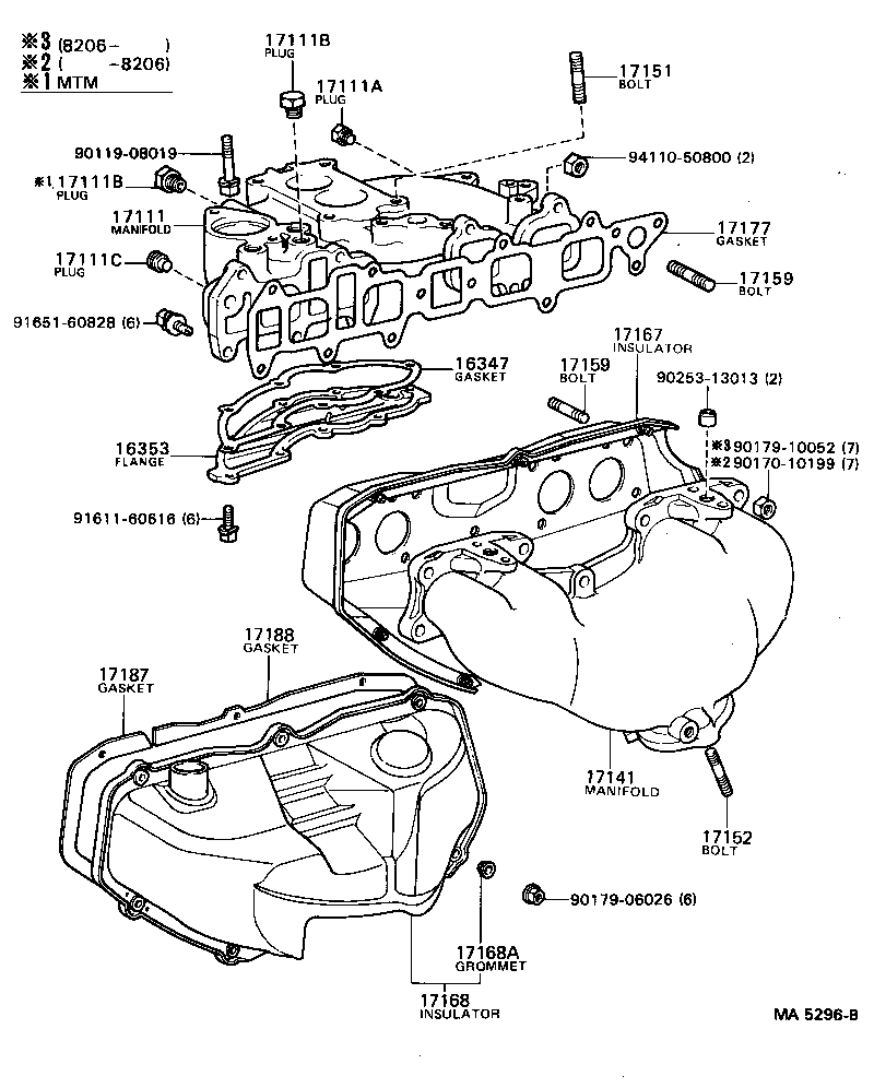 17172-32020 GASKET, MANIFOLD TO CYLINDER HEAD product image