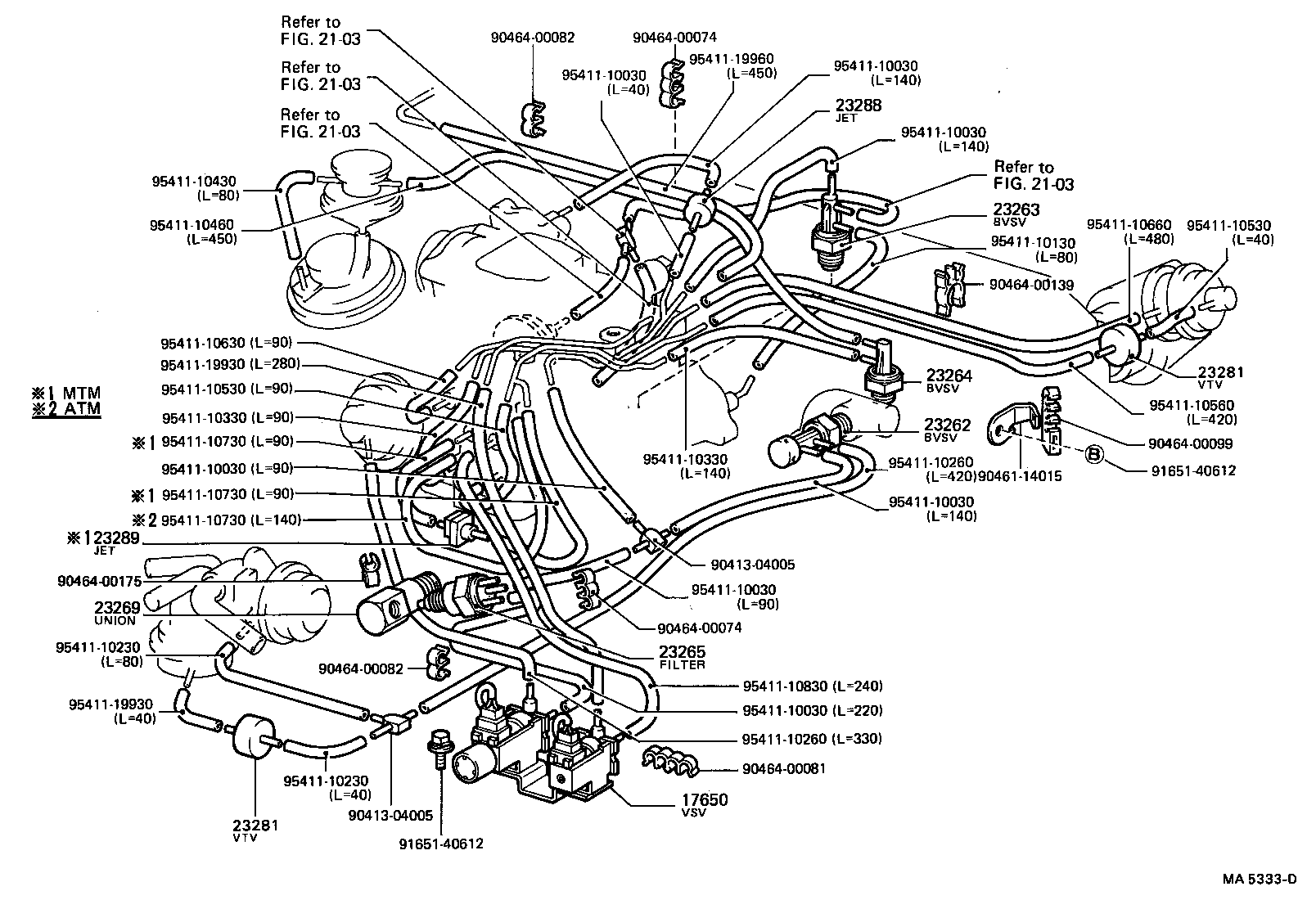 17303-43050 PIPE SUB-ASSY, AIR, NO.1 product image