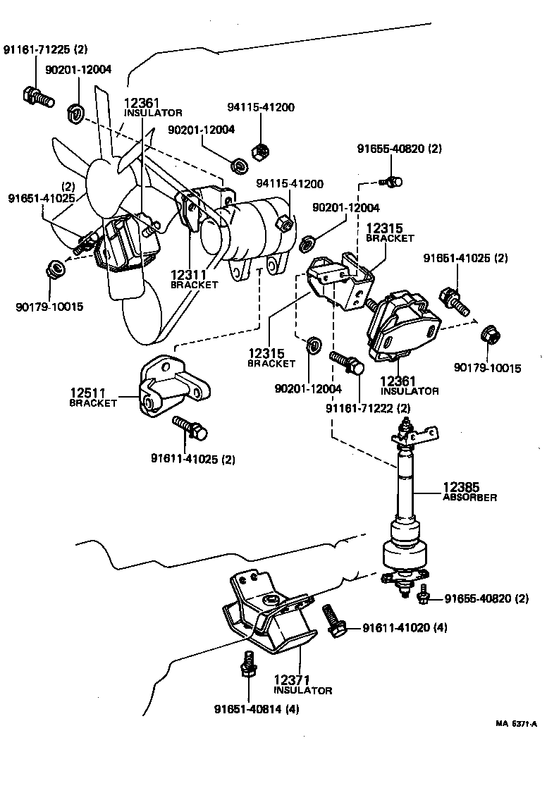 12308-34020 ABSORBER, ENGINE MOUNTING, NO.1 product image