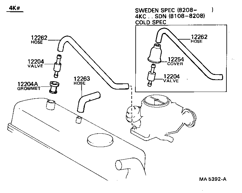 12204-28010 VALVE SUB-ASSY, VENTILATION product image