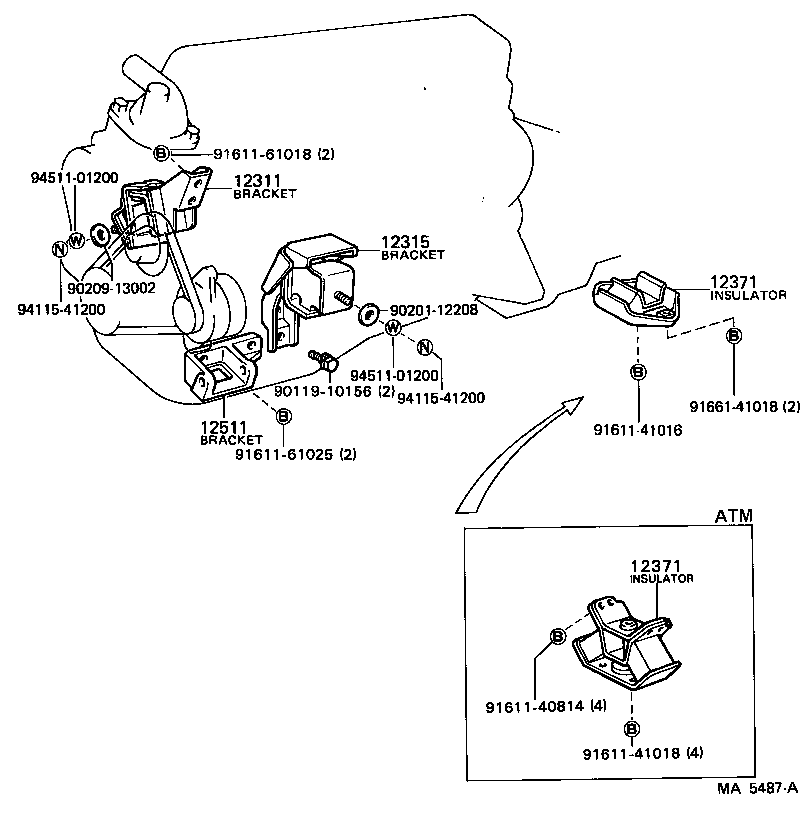 12301-19015 BRACKET, ENGINE MOUNTING, FRONT NO.1 RH product image