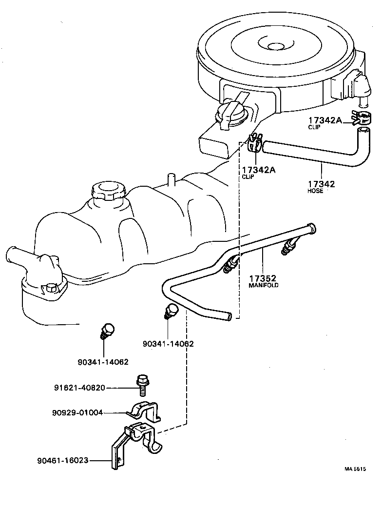 17341-34070 HOSE, NO.1(FOR AIR INJECTION SYSTEM) product image