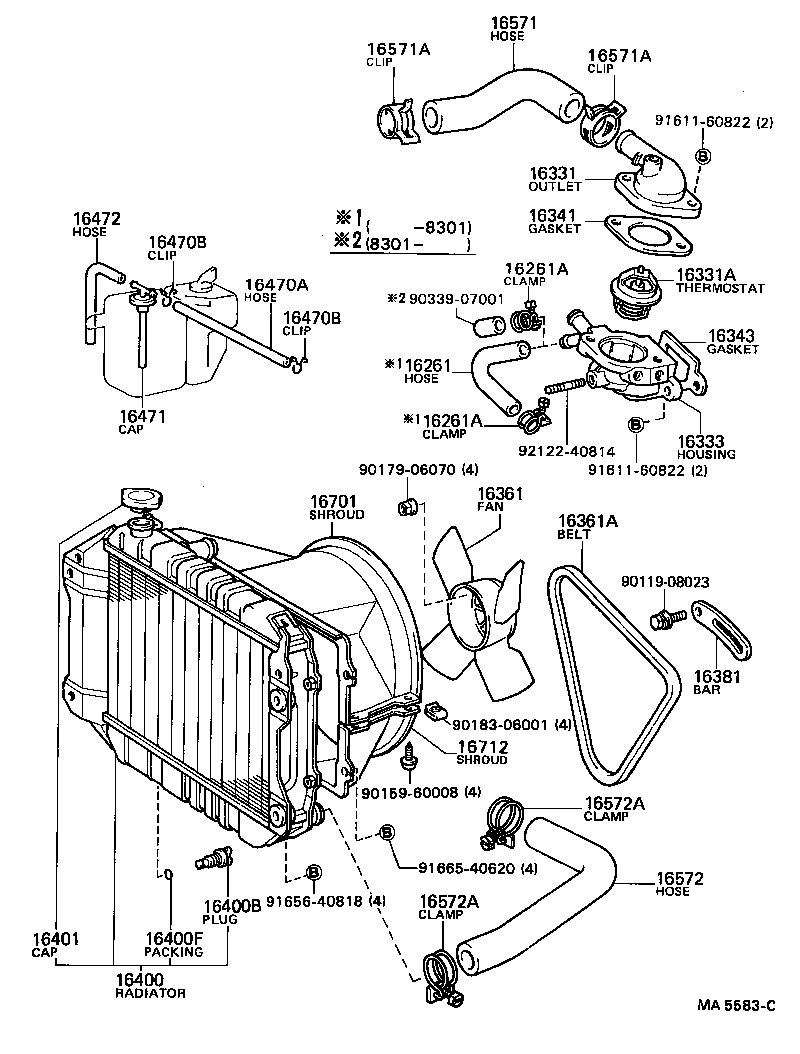 16264-64020 HOSE, WATER BY-PASS, NO.2 product image