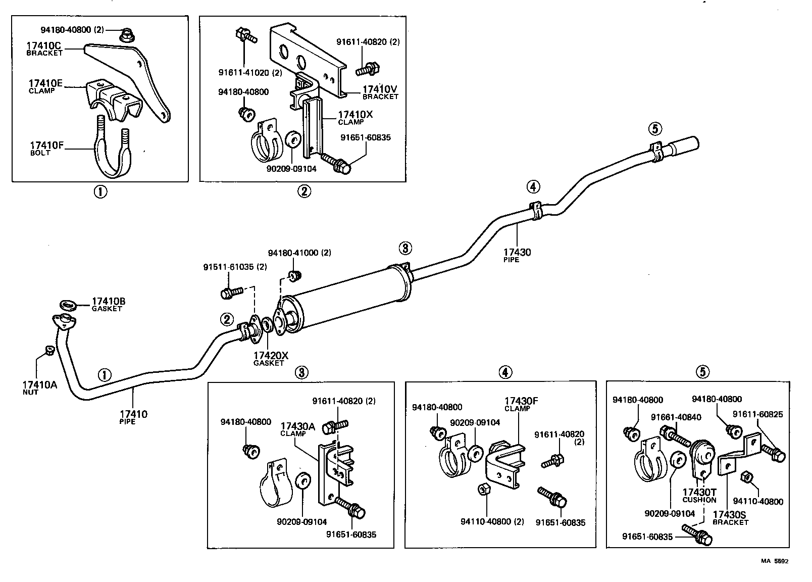 17430-54020 PIPE ASSY, EXHAUST, TAIL product image