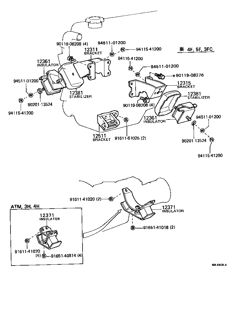 12361-73050 INSULATOR, ENGINE MOUNTING, FRONT product image
