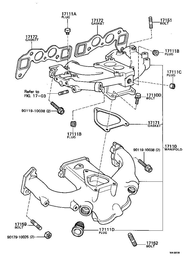 17172-10010 GASKET, MANIFOLD TO CYLINDER HEAD product image