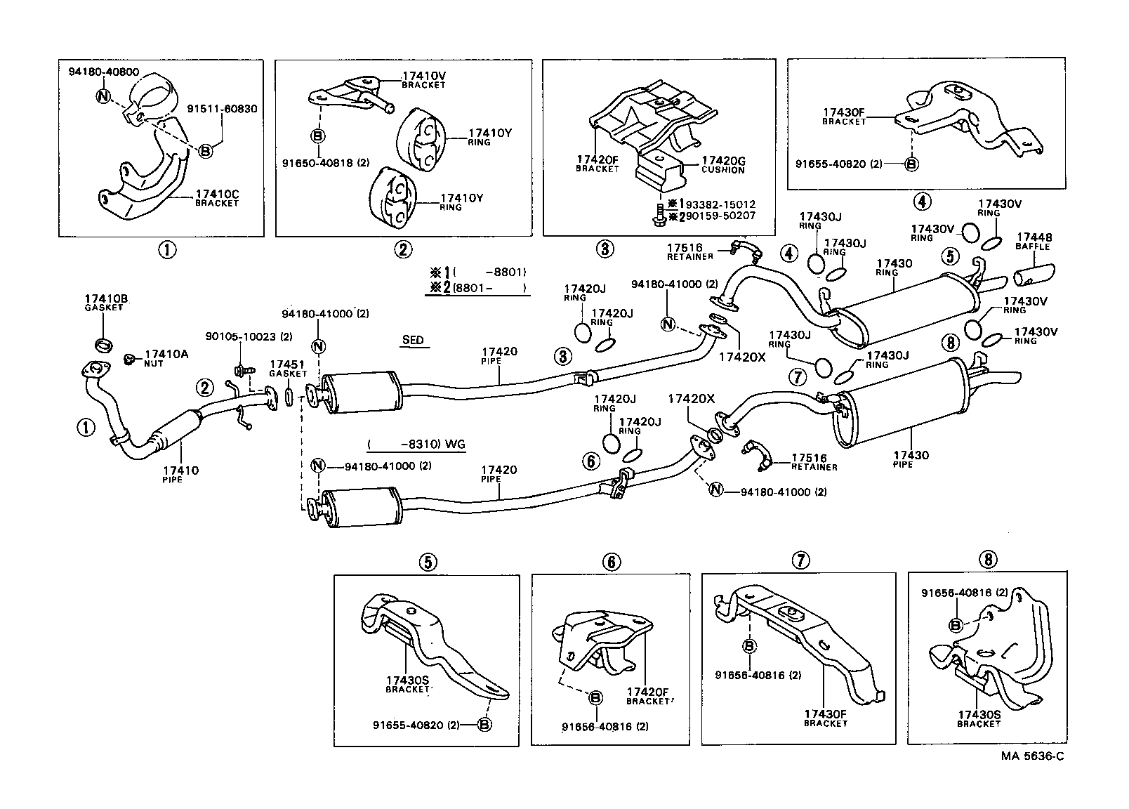 17570-72010 BRACKET, EXHAUST PIPE FRONT (FOR FRONT) product image