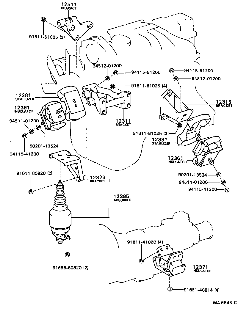 12307-64030 ABSORBER, ENGINE MOUNTING, NO.1 product image