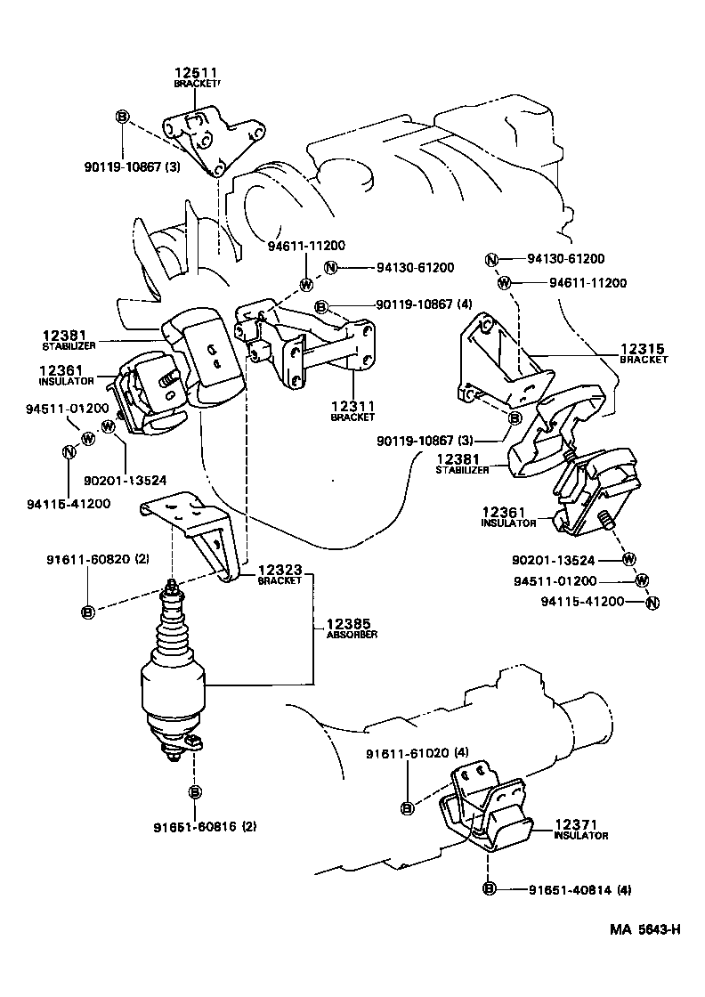 12361-73050 INSULATOR, ENGINE MOUNTING, FRONT product image