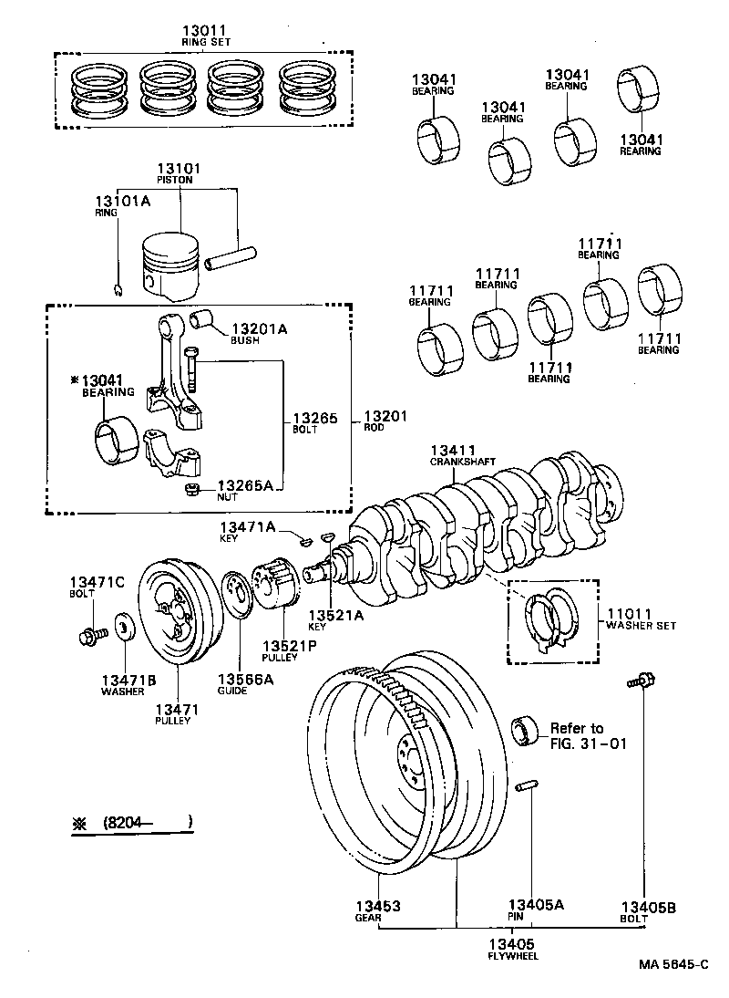 13101-88261 PISTON SUB-ASSY, W/PIN product image