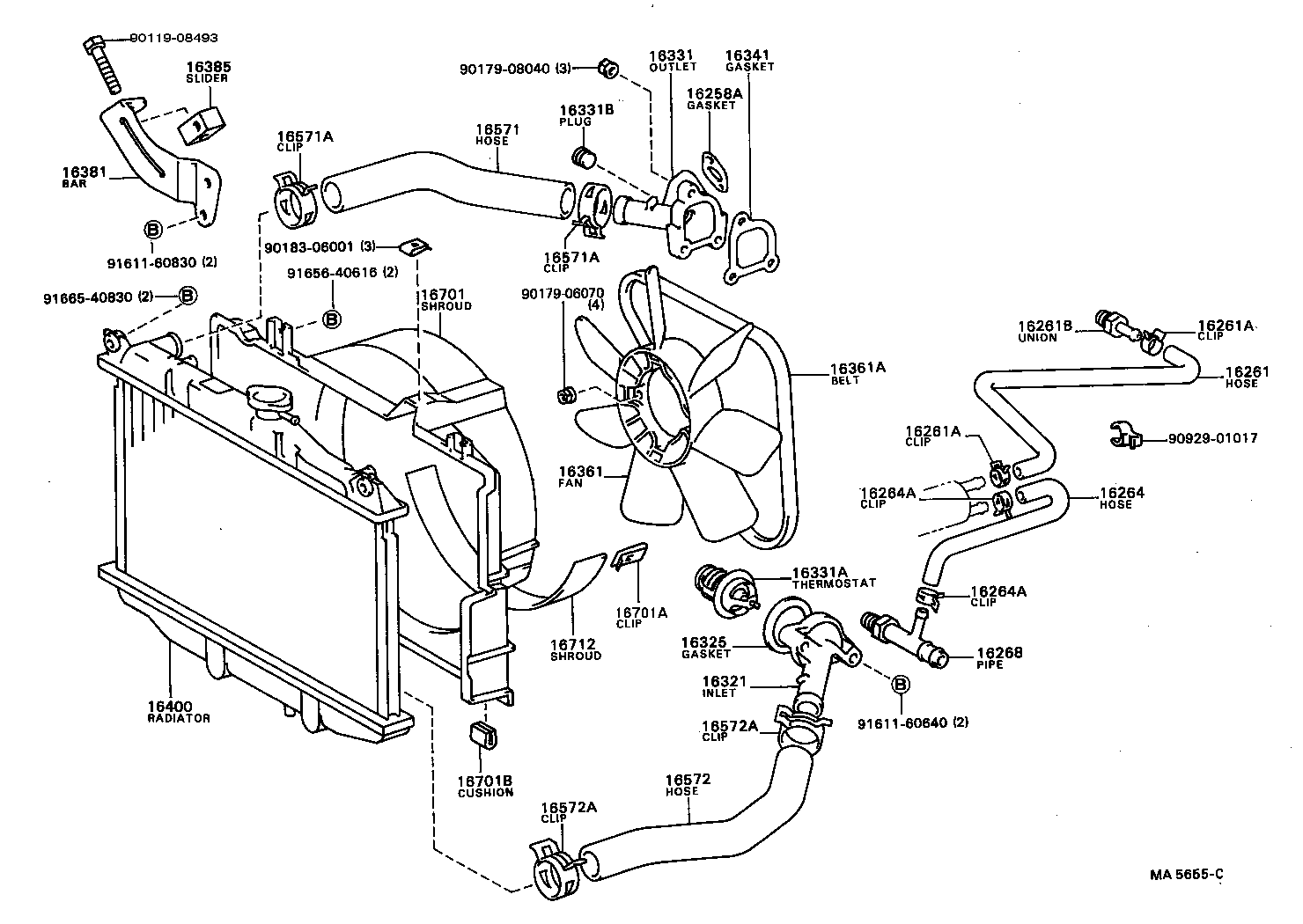 16572-64010 HOSE, RADIATOR, OUTLET product image