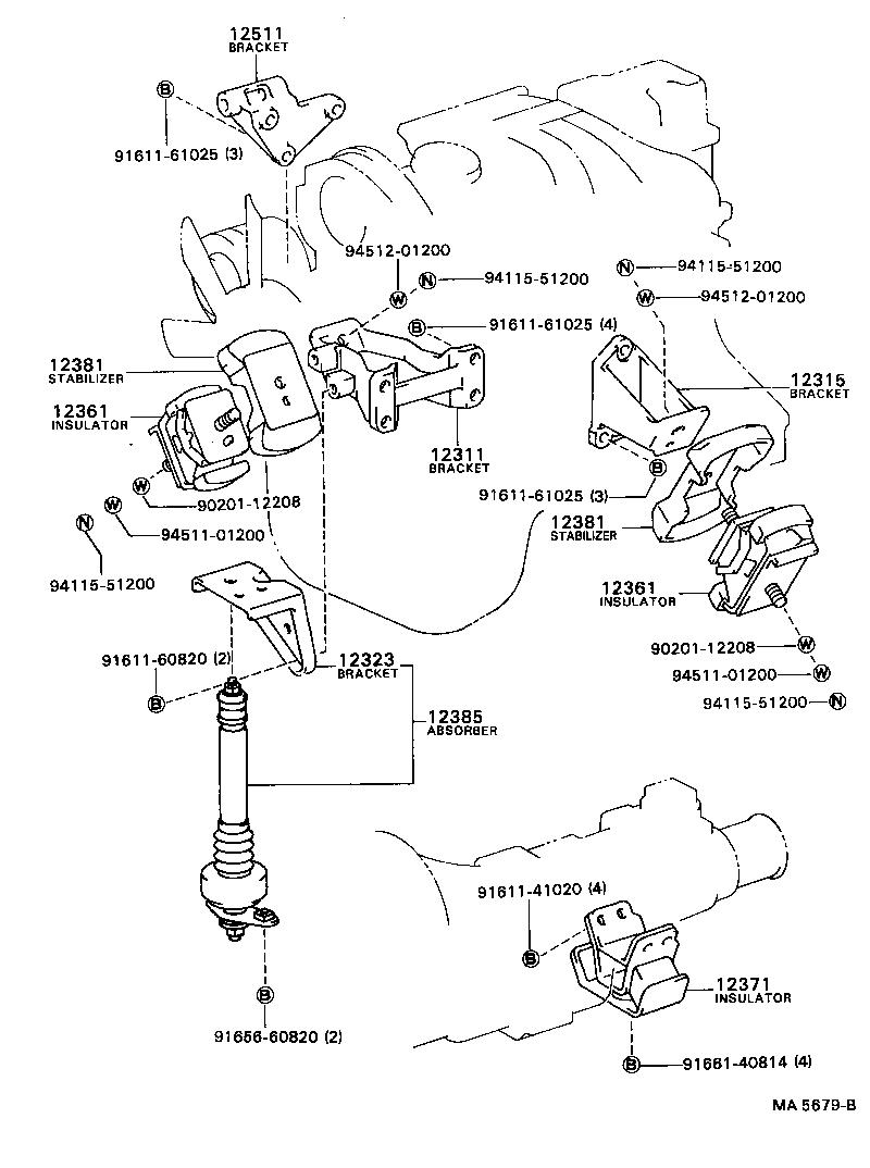 12302-13070 BRACKET, ENGINE MOUNTING, FRONT NO.1 LH product image
