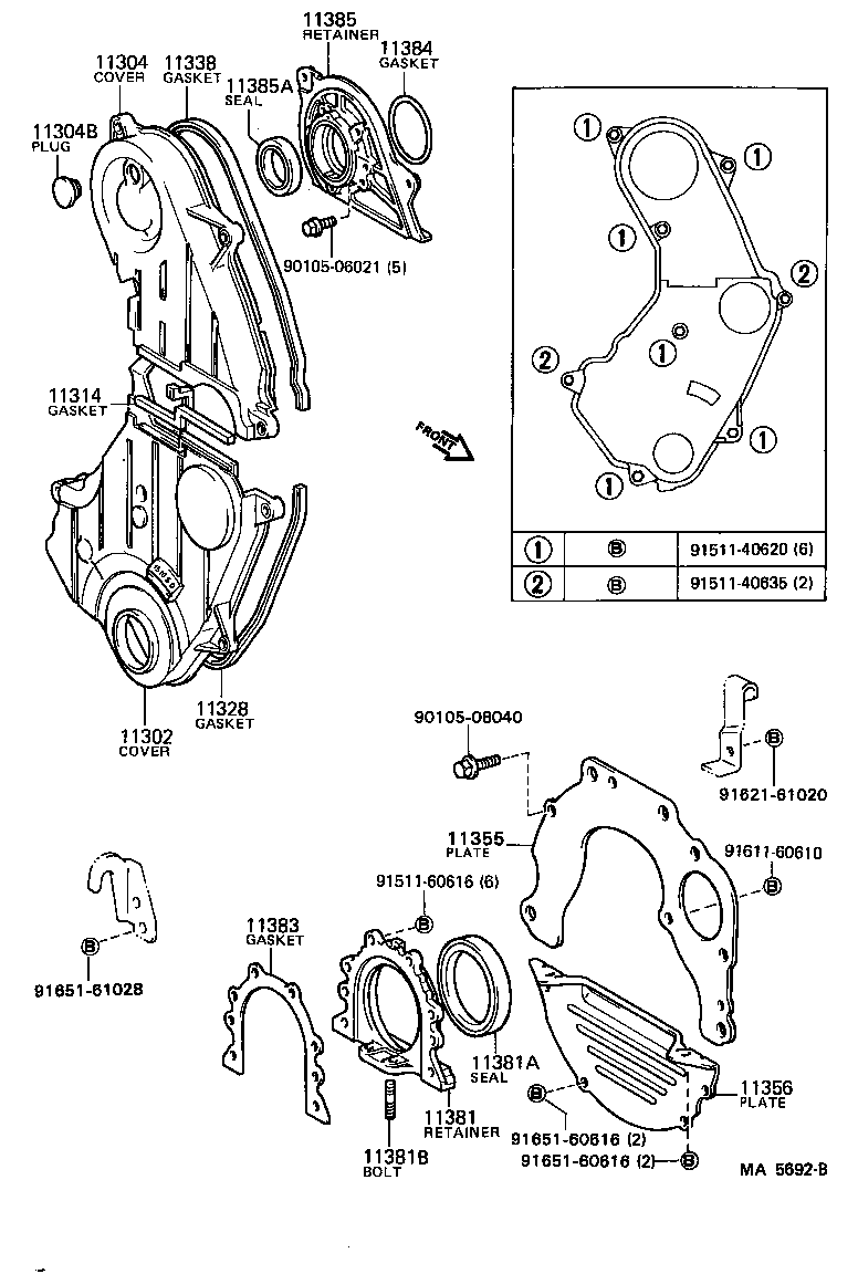 Toyota 11383-63010 GASKET, ENGINE REAR OIL SEAL RETAINER