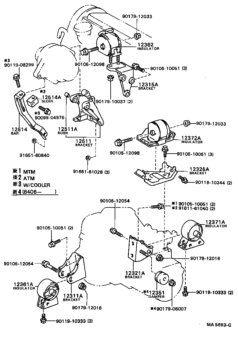 12511-88360 BRACKET, ALTERNATOR, NO.1 product image