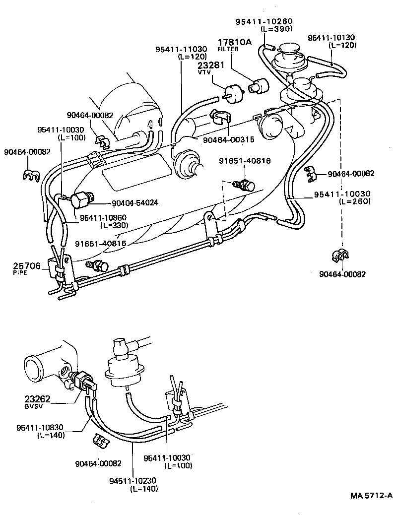 25706-43040 PIPE SUB-ASSY, VACUUM TRANSMITTING, NO.1 product image