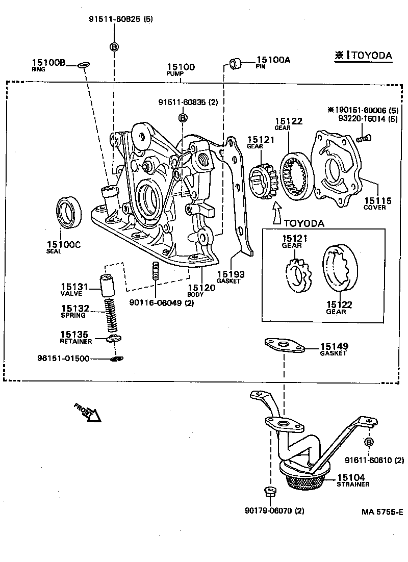 Toyota 15122-15030 GEAR, OIL PUMP DRIVEN